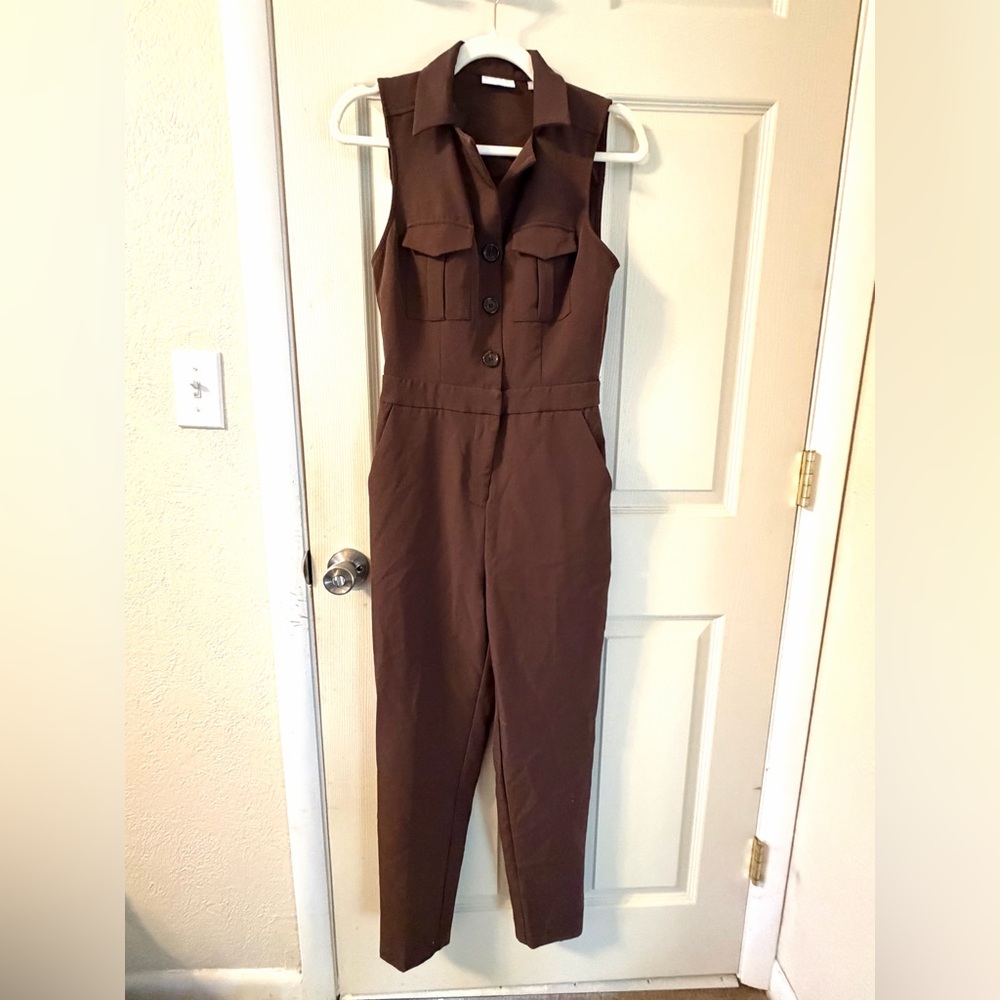 New York & Co Sleeveless Brown Jumpsuit Size XS